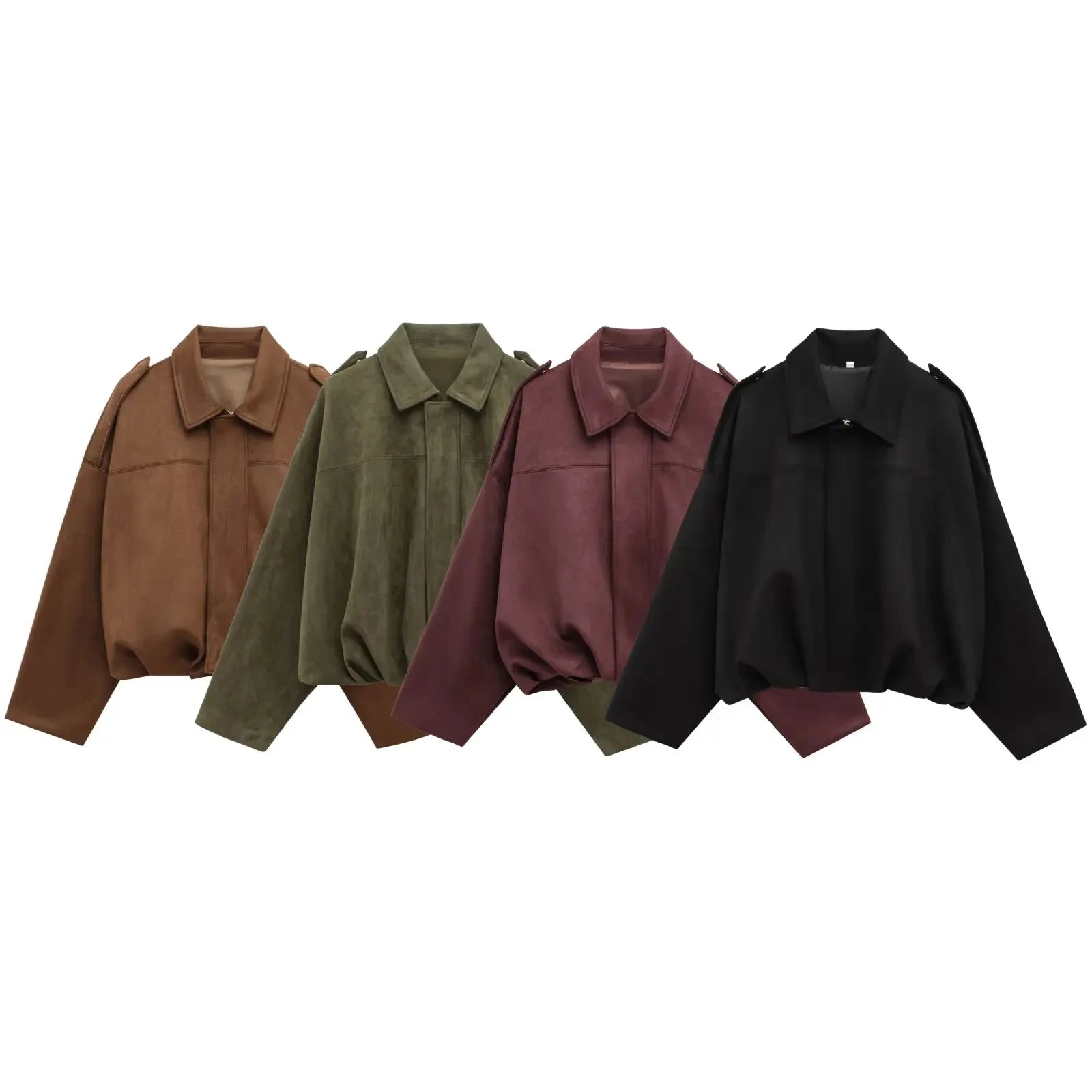 HH Women's Street Fashion Solid Loose Suede Texture Coats Causal Long
