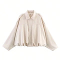 HH Women's Street Fashion Solid Loose Suede Texture Coats Causal Long
